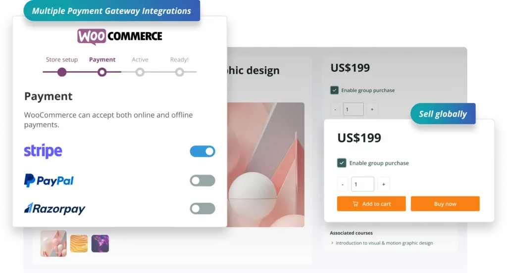 Bridge Moodle Feature 1 Sell Moodle software platform courses globally via multiple payment gateways with Moodle WooCommerce Integration