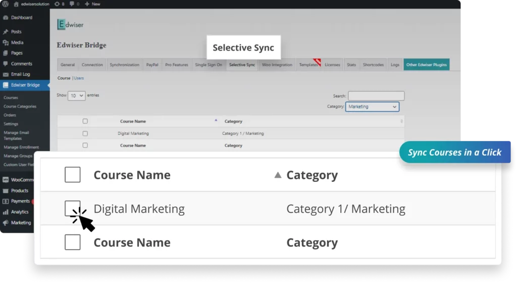 Bridge Moodle Feature 6 Effortlessly import and manage your online courses on WordPress with Moodle Integration.