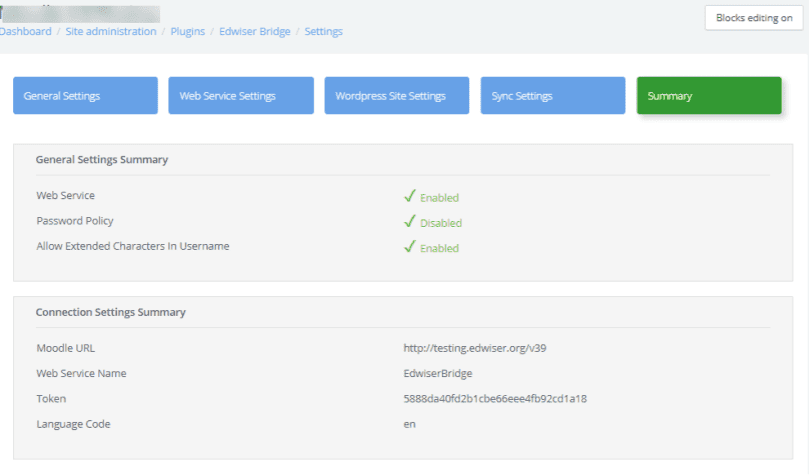 EB moodle summary settings
