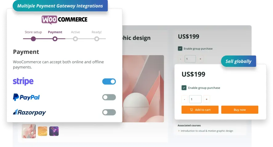 Bridge Moodle Feature 1 Sell Moodle software platform courses globally via multiple payment gateways with Moodle WooCommerce Integration