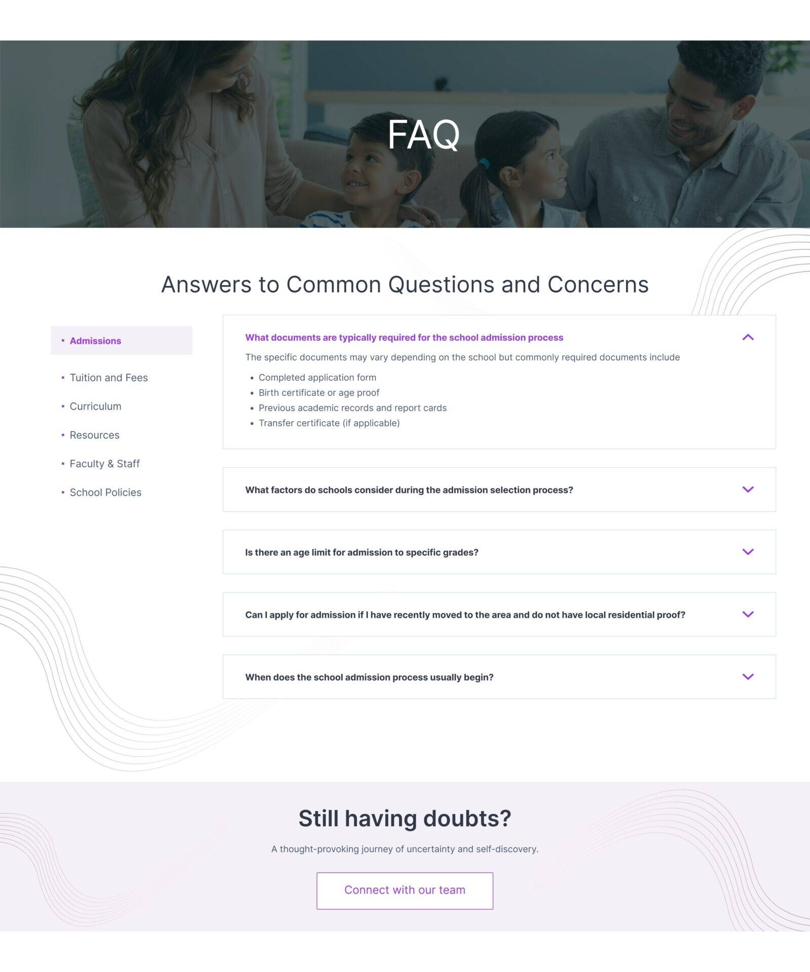 FAQ page School