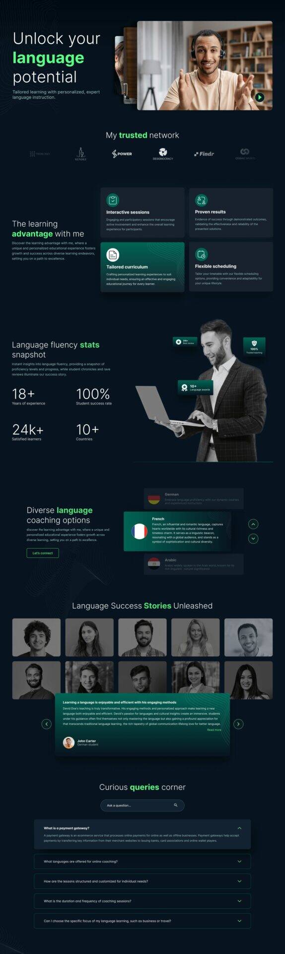 Language instructor page