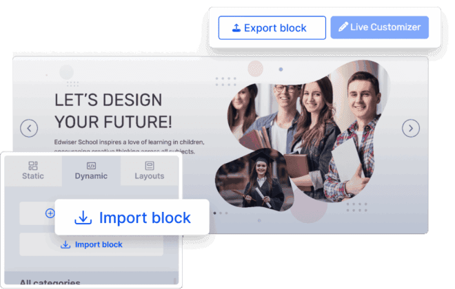 Export And Import Blocks Export & Import Blocks in Page builder for Moodle