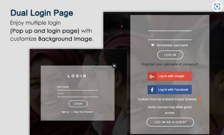 Image 3 1 Login page layout of Academic Moodle theme